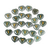25Pcs Natural Green Aventurine Heart Rune Stones with Elder Futhark Alphabet Engraved G-T144-02E-1