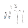 3 Pair 3 Style Enamel Evil Eye Dangle Stud Earrings EJEW-B020-16P-1