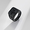 Square with Cross Pattern 304 Stainless Steel Finger Rings for Men FS-WGAC6B1-11-1