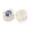 Rack Plating Brass Pave Mauve Cubic Zirconia Hamsa Hand Multi-Strand Links KK-F089-18S-2