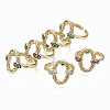 Brass Micro Pave Cubic Zirconia Cuff Rings RJEW-S045-070-NR-1