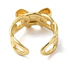 Bowknot Brass Open Cuff Rings for Women RJEW-B062-02G-3