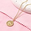 304 Stainless Steel Flat Round Cameo Pendant Cable Chain Necklaces for Women LS-STAS-Z108-02G-02-1
