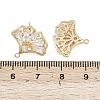 Ginkgo Leaf Brass Micro Pave Clear Cubic Zirconia Stud Earring Findings KK-F921-07G-3