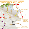 5Pcs 5 Colors Alloy Starfish Boho Pendant Necklaces Set with Glass Beaded Chains NJEW-FI0001-39-4