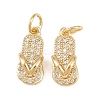 Brass Micro Pave Clear Cubic Zirconia Charms ZIRC-G153-28G-2