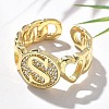Brass Micro Pave Clear Cubic Zirconia Open Cuff Rings for Women RJEW-K289-02G-S-2