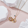 Stainless Steel Pave Natural White Shell Flat Round Magnetic Locket Pendant Necklaces for Women NJEW-NB00012-4
