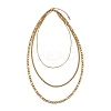 304 Stainless Steel Figaro Chain 3 Layer Necklaces for Women NJEW-A057-02A-G-2