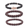Natural Garnet & Lava Rock Round Beads Stretch Bracelets Set BJEW-JB06982-01-1