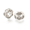 Hexagon Brass Micro Pave Clear Cubic Zirconia European Beads KK-Z156-01P-02-1
