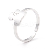 Non-Tarnish Kittens and Puppies 304 Stainless Steel Cuff Ring for Women LS-RJEW-B035-09P-1