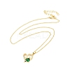 Cubic Zirconia Heart with Word Love Pendant Necklace NJEW-F293-02C-G-2