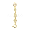 Rack Plating Brass Clear Cubic Zirconia Flower Elephant Hamsa Hand Connector Charms KK-G513-39G-1