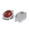 Natural Carnelian(Dyed & Heated) Oval Connector Charms KK-U043-50P-01-2