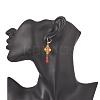 Glass Seed Braided Rhombus with Cotton Tassel Dangle Leverback Earrings EJEW-MZ00042-3