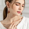 4 Pairs 4 Colors Natural Wood Teardrop & Rhombus Dangle Earrings EJEW-FI0001-46-6