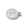 Brass Pave Natural Shell Flat Round with Letter Charms KK-Z115-13P-L-2