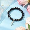 Natural Lava Rock Beaded Stretch Bracelets BJEW-JB11000-02-2