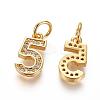 Brass Micro Pave Clear Cubic Zirconia Charms ZIRC-L092-05-G-2