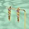 304 Stainless Steel Colorful Cubic Zirconia Tassel Stud Earrings EJEW-Z094-01G-G-2