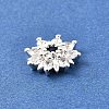 Flower Brass Clear Cubic Zirconia Bead Caps KK-V008-08A-S-1