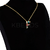 Golden Brass Micro Pave Cubic Zirconia Initial Pendants Necklaces NJEW-S069-JN002-F-2