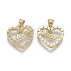 Brass Micro Pave Clear Cubic Zirconia Pendants ZIRC-A011-09G-2