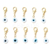 10Pcs Flat Round Handmade Evil Eye Lampwork Pendant Decorations HJEW-JM03489-04-2