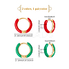 2 Pairs 2 Colors Two Tone 304 Stainless Steel Chunky Huggie Hoop Earrings with Enamel for Women EJEW-DC0001-38C-2