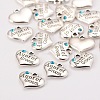 Antique Silver Tone Tibetan Style Heart with Aunt of Groom Rhinestone Charms X-TIBEP-N005-01A-2