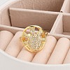 Rack Plating Brass Micro Pave Clear Cubic Zirconia Cuff Rings for Women RJEW-M028-110G-3