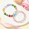 Butterfly & Faceted Round Glass & Brass Beaded Stretch Bracelets for Women BJEW-FS00005-4