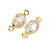 Brass Pave Clear Cubic Zirconia Connector Charms KK-Z121-06G-04-2
