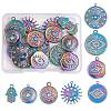 16Pcs 8 Style Eye Theme 304 Stainless Steel Rhinestone Pendants STAS-SZ0002-85MC-1