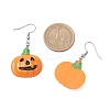 304 Stainless Steel Opaque Resin Pumpkin Dangle Earrings EJEW-JE06478-4