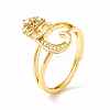 Clear Cubic Zirconia Initial Letter with Crown Adjustable Ring RJEW-M139-17C-1