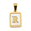 PVD Vacuum Plating 304 Stainless Steel Pave Natural White Shell Pendants STAS-S130-03G-R-1