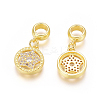 Brass Micro Pave Clear Cubic Zirconia European Dangle Charms OPDL-L015-01G-2