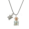 Glass Bottle & Alloy Tortoise Pendant Necklace NJEW-FZ00015-6