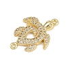 Summer Brass Micro Pave Clear Cubic Zirconia Sea Animal Connector Charms KK-C114-29A-G-2
