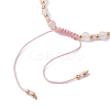 Adjustable Natural Rose Quartz & Glass Braided Bead Bracelet BJEW-JB10137-06-4