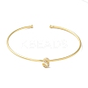 Rack Plating Brass Micro Pave Clear Cubic Zirconia Letter Open Cuff Bangles BJEW-A018-01G-S-2