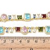 Brass Pave Colorful Cubic Zirconia Rectangle Square Teardrop Tennis Necklaces NJEW-G183-09G-5