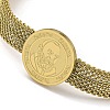 PVD Vacuum Plating 202 Stainless Steel Flat Round Link Chain Bracelets BJEW-M317-04G-2