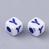 White Opaque Acrylic Beads MACR-R869-01Y-2