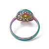 Ion Plating(IP) 201 Stainless Steel Flower Adjustable Ring for Women RJEW-C045-01M-3