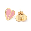 Heart Real 18K Gold Plated Brass Stud Earrings EJEW-L269-060G-2