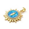 Rack Plating Brass Micro Pave Cubic Zirconia with Synthetic Opal Pendants KK-D088-27G-3