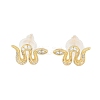 Brass Micro Pave Clear Cubic Zirconia Stud Earrings EJEW-P301-17G-4